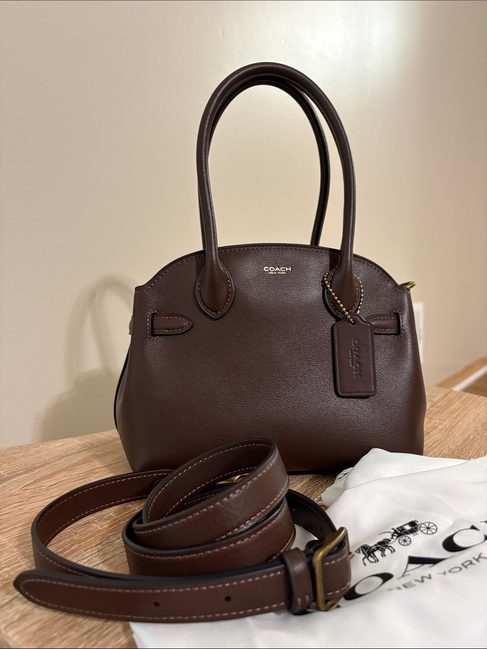 Coach Soft Empire Carryall Bag 21 Maple Brown Brass Leather Crossbody CCY99